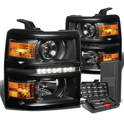 LED DRL Tube Projector Headlights for Chevy Silverado (2014–2015)