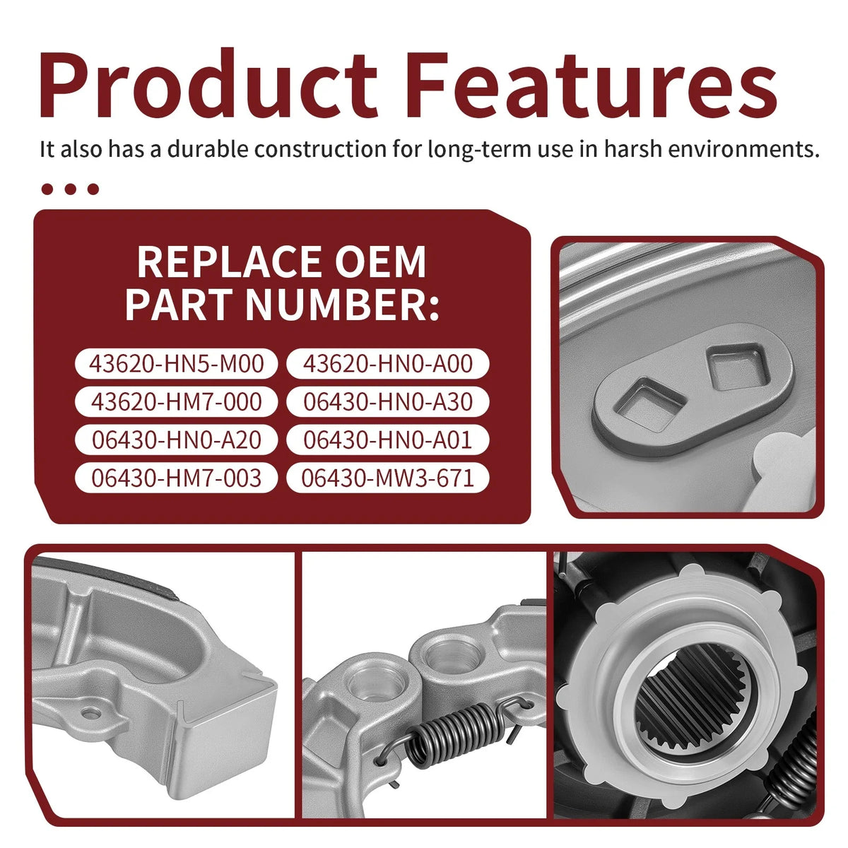 Rear Brake Drum w/ Shoes 43620-HN5-M00 for Honda Foreman 400 450 Rancher 350 400 (2000–2014)