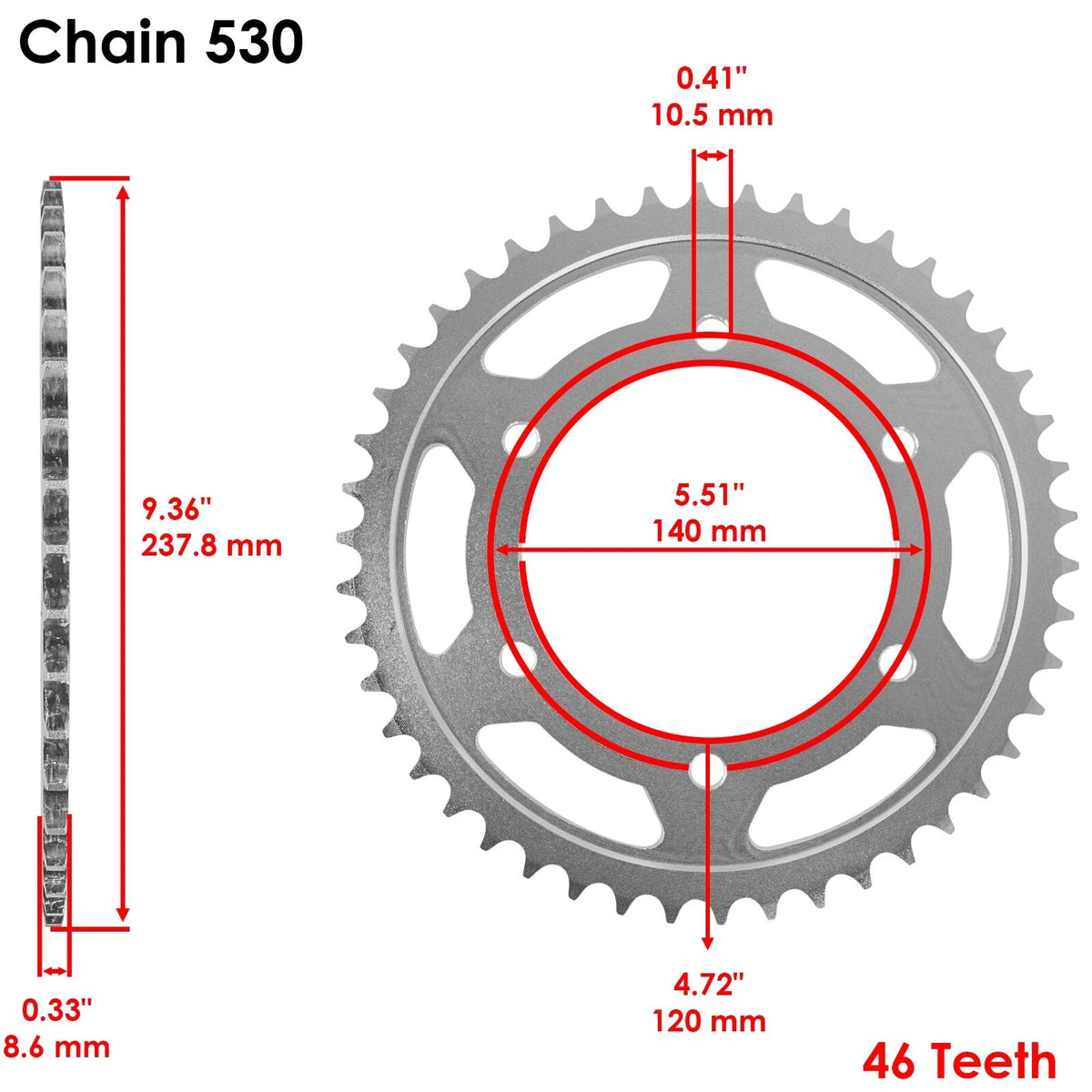 Red Drive Chain and Sprocket Kit for Kawasaki Vulcan 800 VN800A (1995–1996) EG4624CH182XO