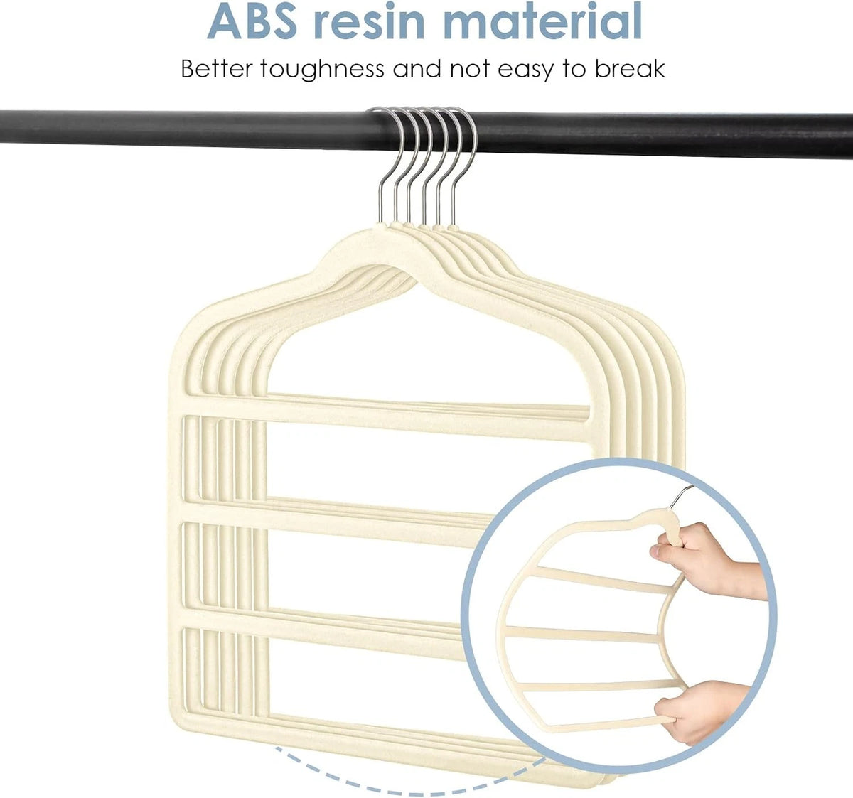 Set of 4 Velvet Non-Slip Space Saving Hangers - Beige Multi