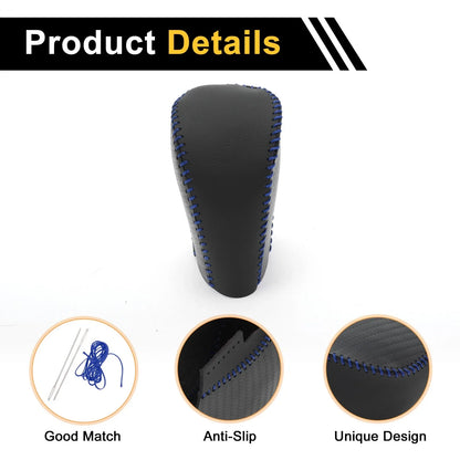 1 Pc Gear Shift Knob Cover for Honda Civic (2016–2021) Black Blue Faux Leather