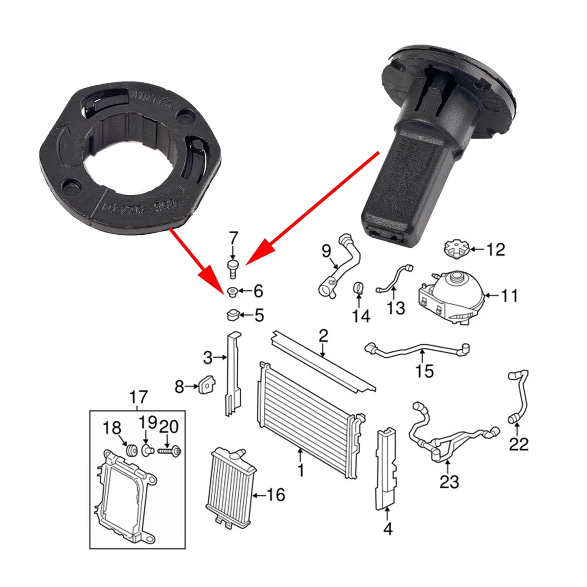 2Pcs Radiator Mount Bushing Bracket Sleeve for BMW 228i (2014–2016) 17117596922, 17117596923