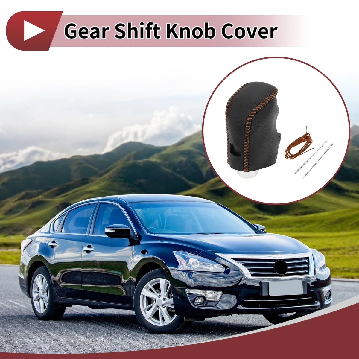 1 Pc Gear Shift Knob Cover for Nissan Altima (2019–2024) Black Brown
