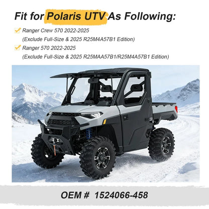 2X Matte Black Rim Caps 1524066-458 for Polaris Ranger 570 Crew SP (2022–2025)