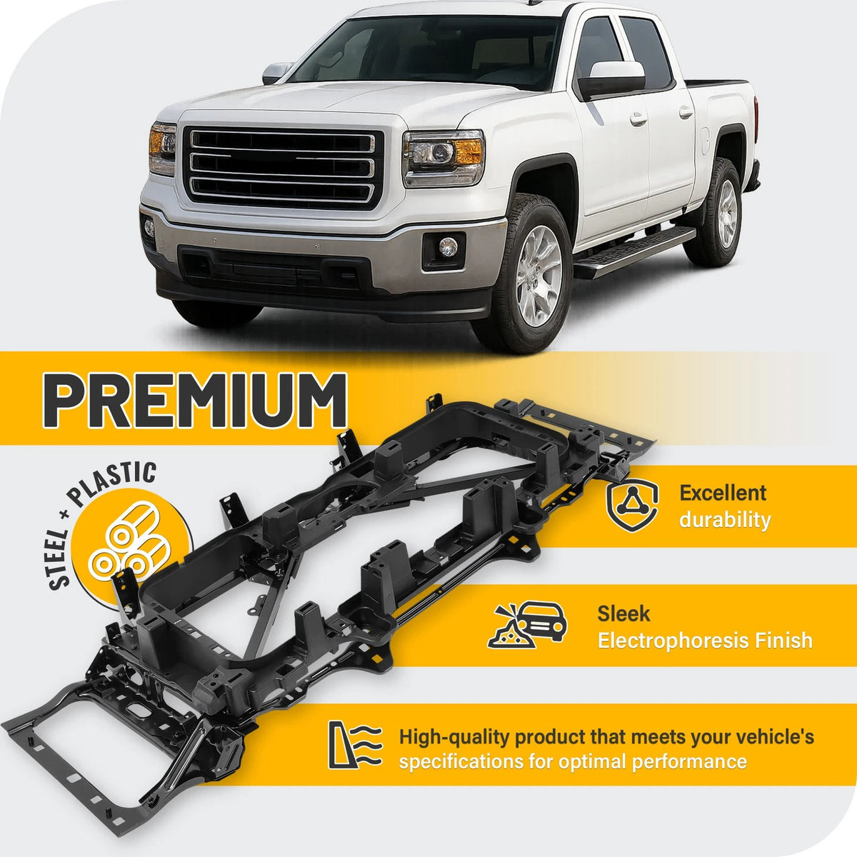 Header Panel Mounting Radiator Support for GMC Sierra 1500 (2014–2019) - BACP000000731, GM1220173