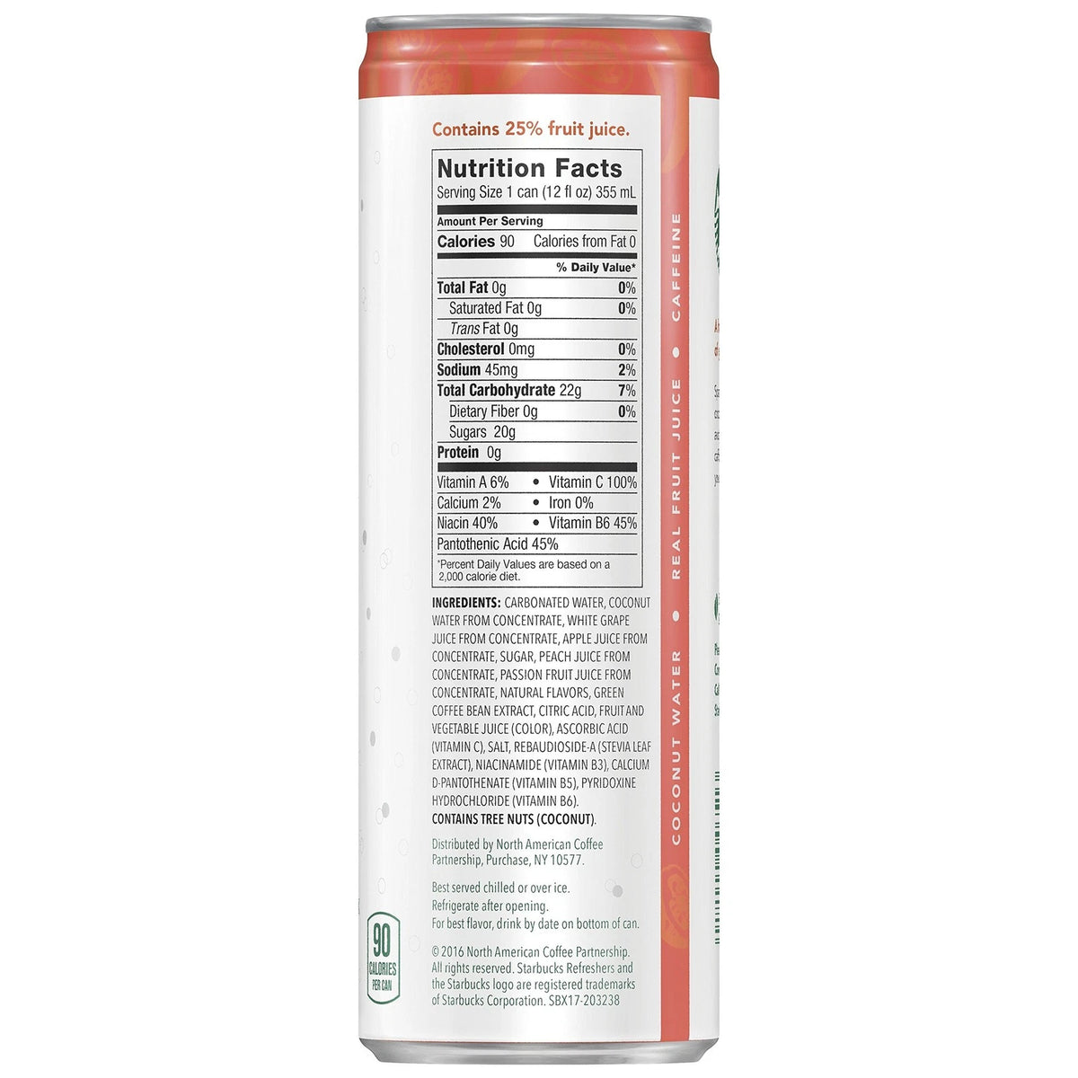 Pack of 12 Starbucks Refreshers Peach Passion Fruit 12 Fl Oz