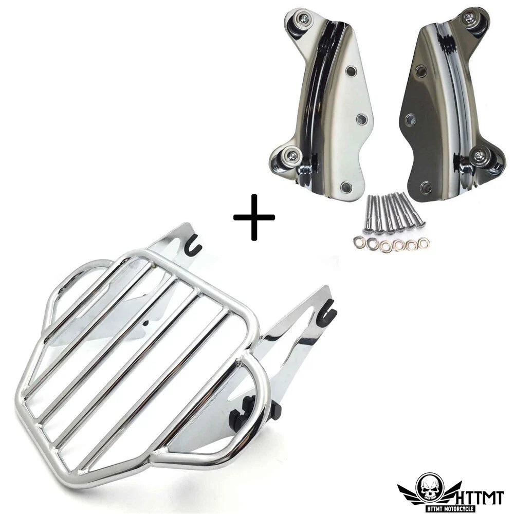 2X Chrome Detachables Luggage Rack Docking for Harley Touring Road King (2014–2019)