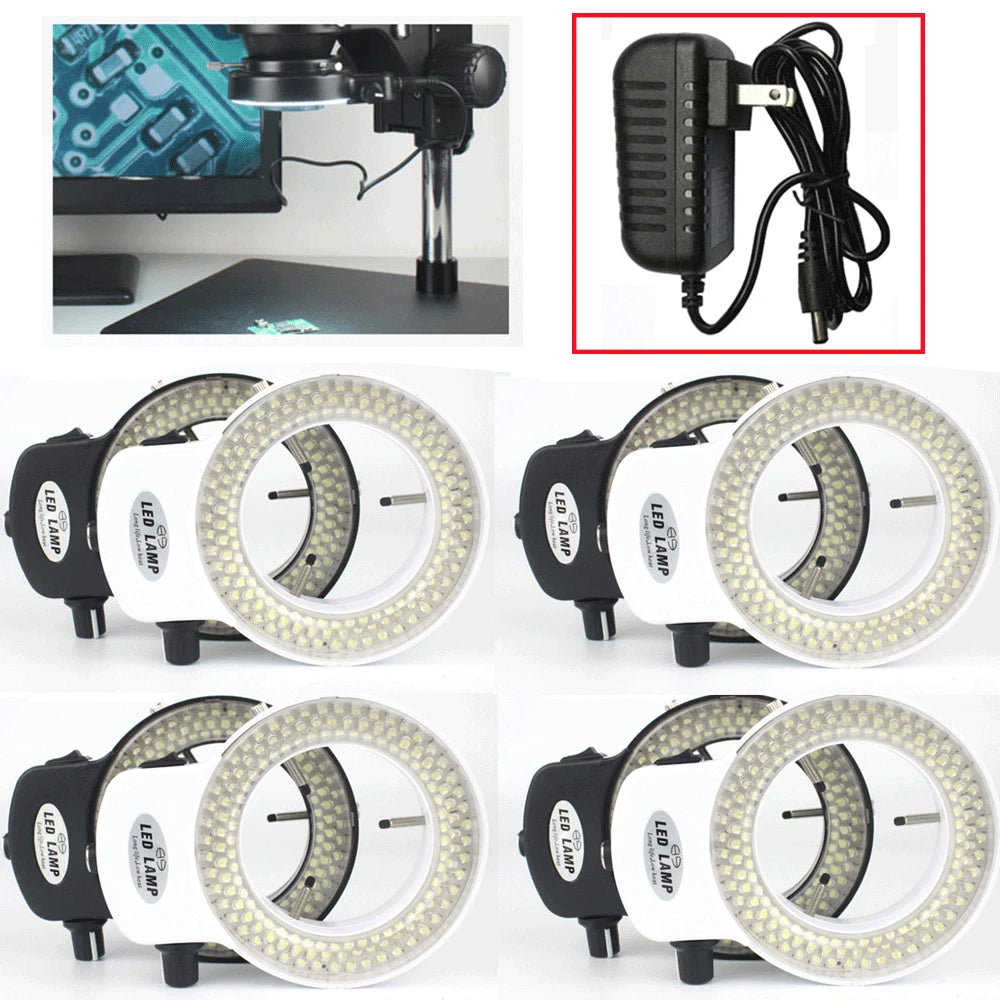 144 LED Bulbs Microscope Ring Light Illuminator Lamp Adjustable