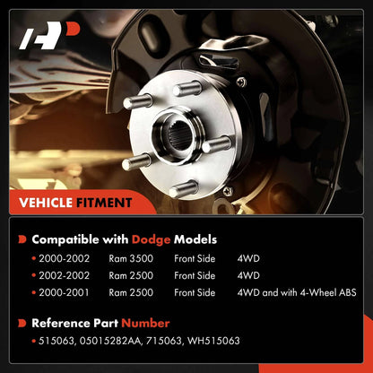 2X Front Wheel Hub & Bearing Assembly for Dodge Ram 2500 3500 (2000–2002) 515063