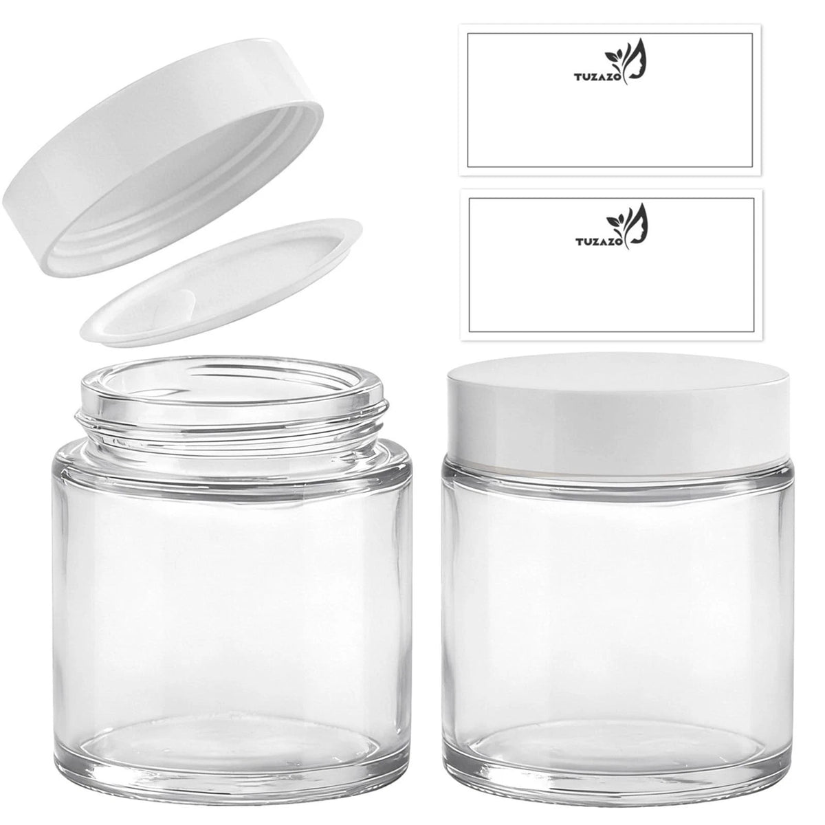 Set of 2 Glass Jars with Lids & Inner Liners, 4 oz
