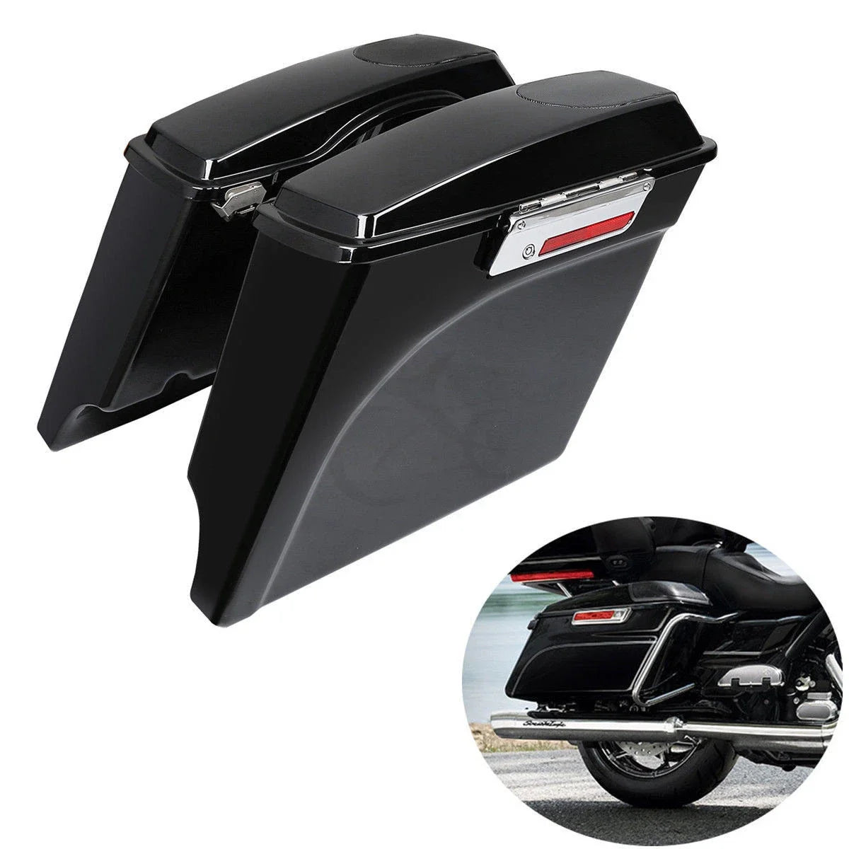 5" Stretched Saddle Bags & Speakers for Harley Touring (1993–2013)