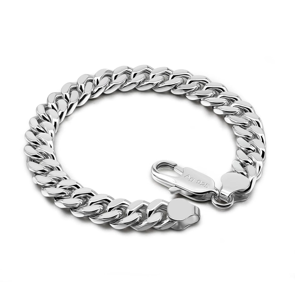 Set of 4 925 Sterling Silver Miami Cuban Link Bracelets 8-10-12MM