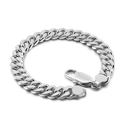 Set of 4 925 Sterling Silver Miami Cuban Link Bracelets 8-10-12MM