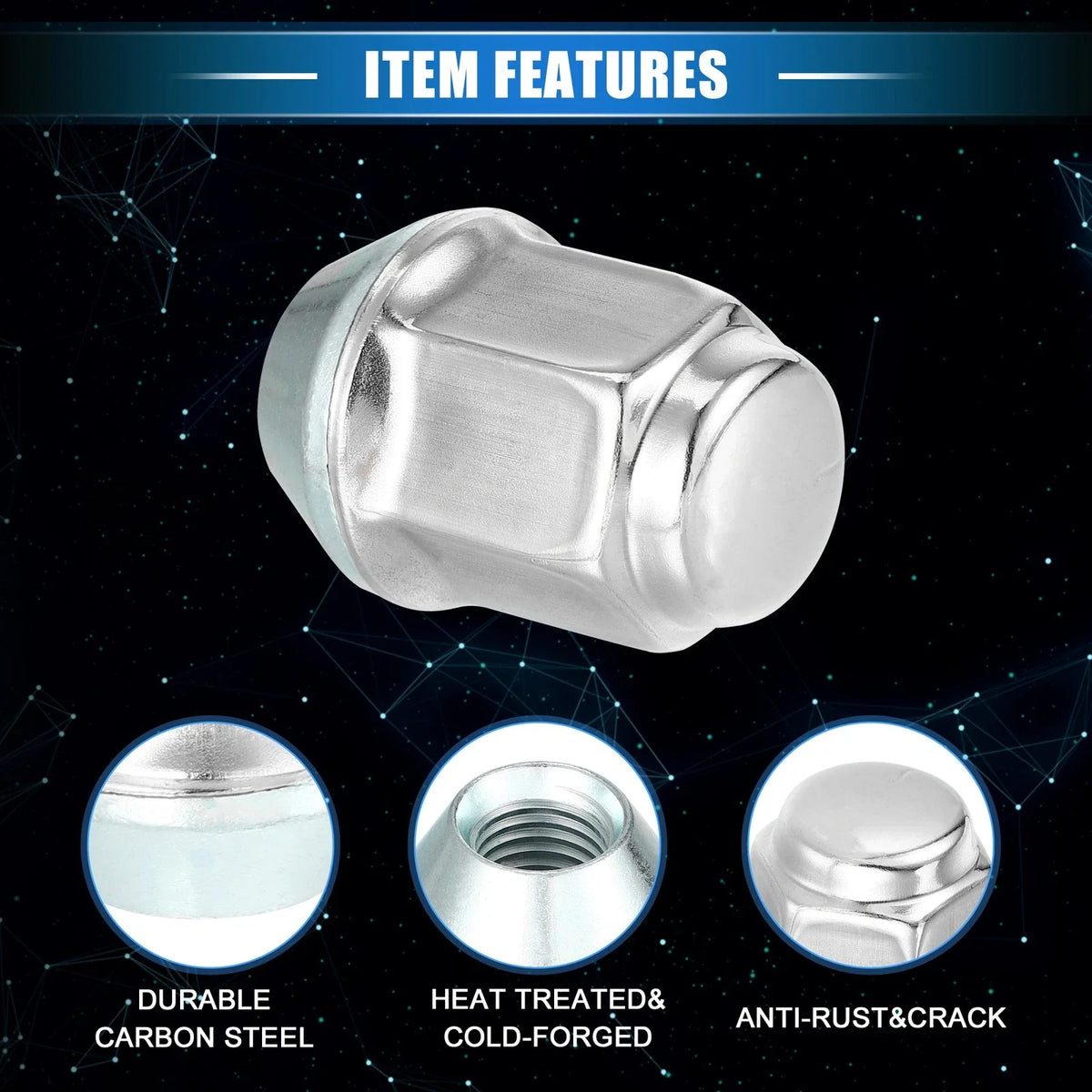 10 Pcs M12x1.5 Wheel Lug Nut for Ford Focus, Dodge Grand Caravan (No. 6509769AA)