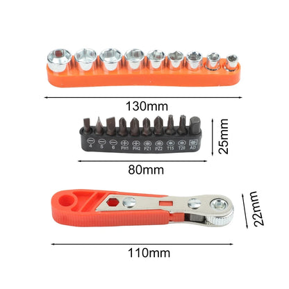 Adjustable Steel Ratchet Wrench Set with 10 Bits for Motorcycle Repair