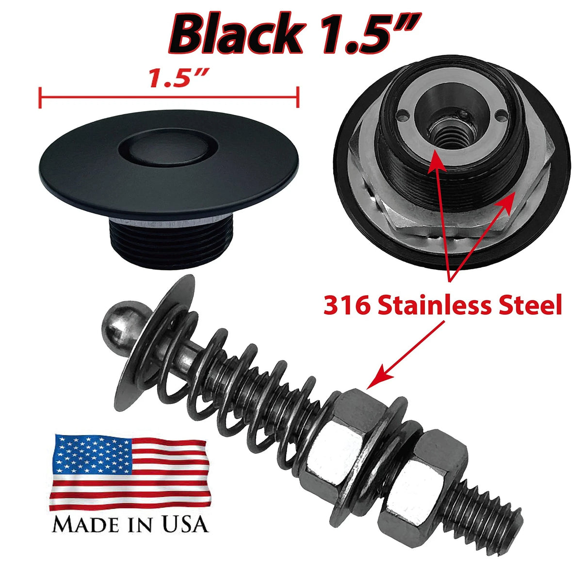 1.5" & 2" Stud Quick Release Latch Hood Pin for Universal Fit (2010–2023)