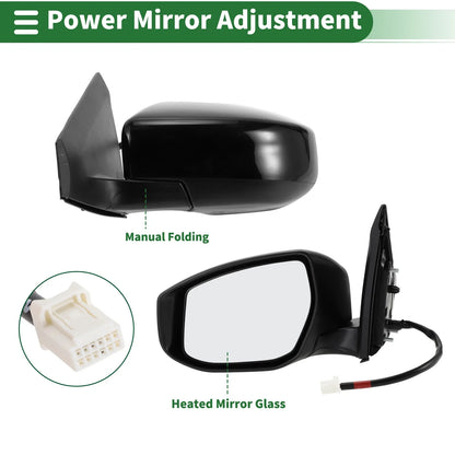 Left Side Door Mirror for Nissan Sentra (2013–2015) Manual Folding Black