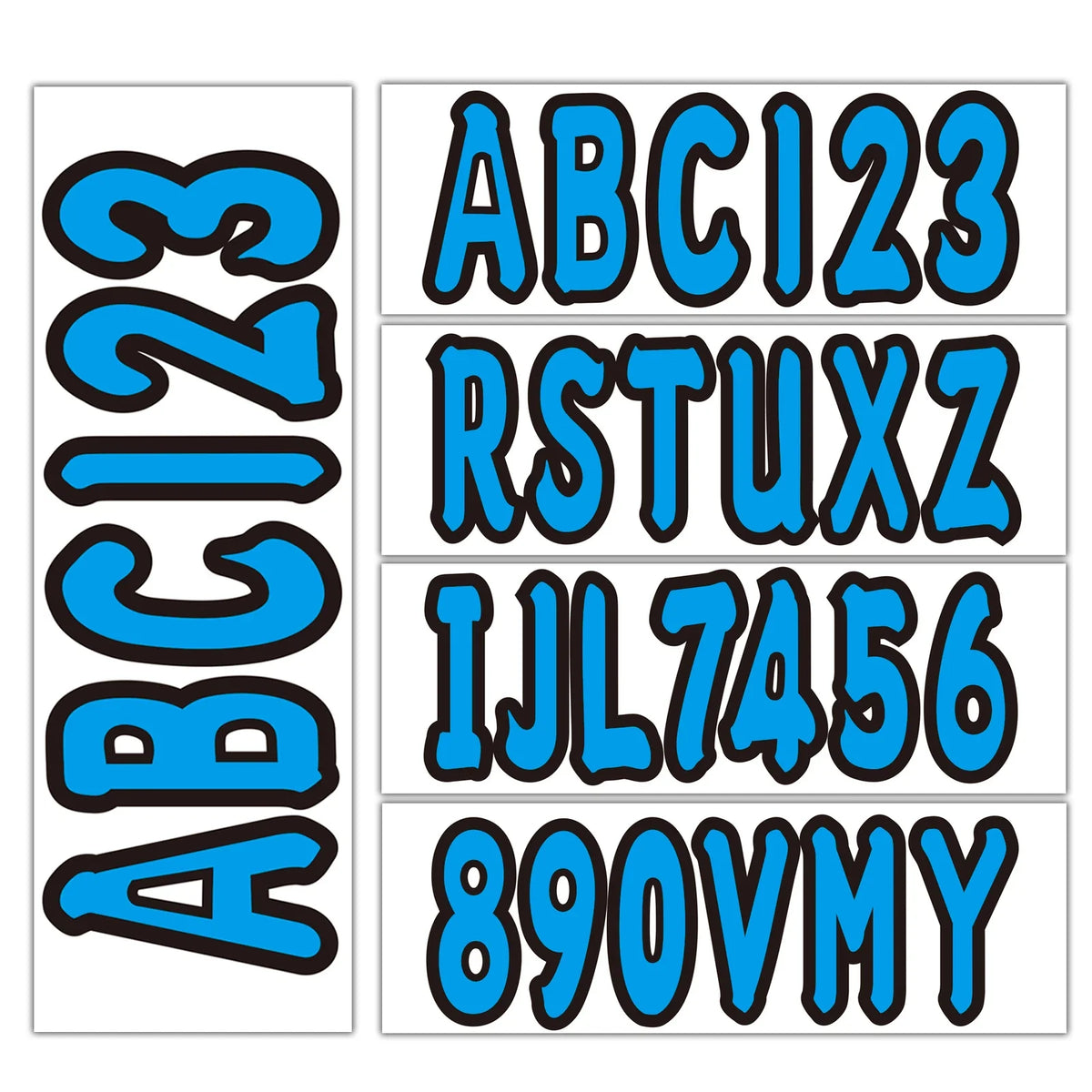 Set of 4 Custom Boat Registration Number Decals A-Z & 0-9 Blue