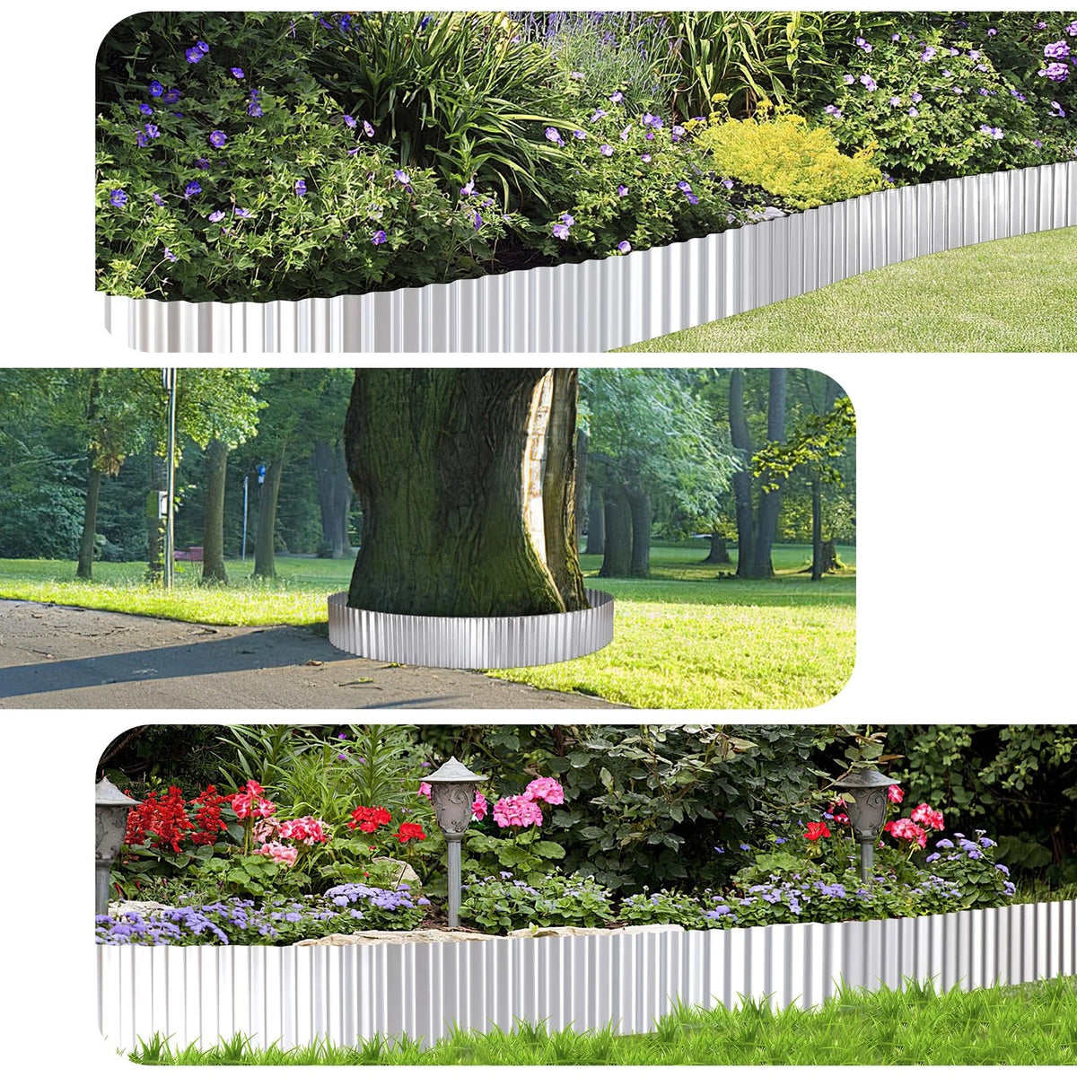 10" x 20FT Silver Corrugated Metal Landscape Edging for Landscape Use