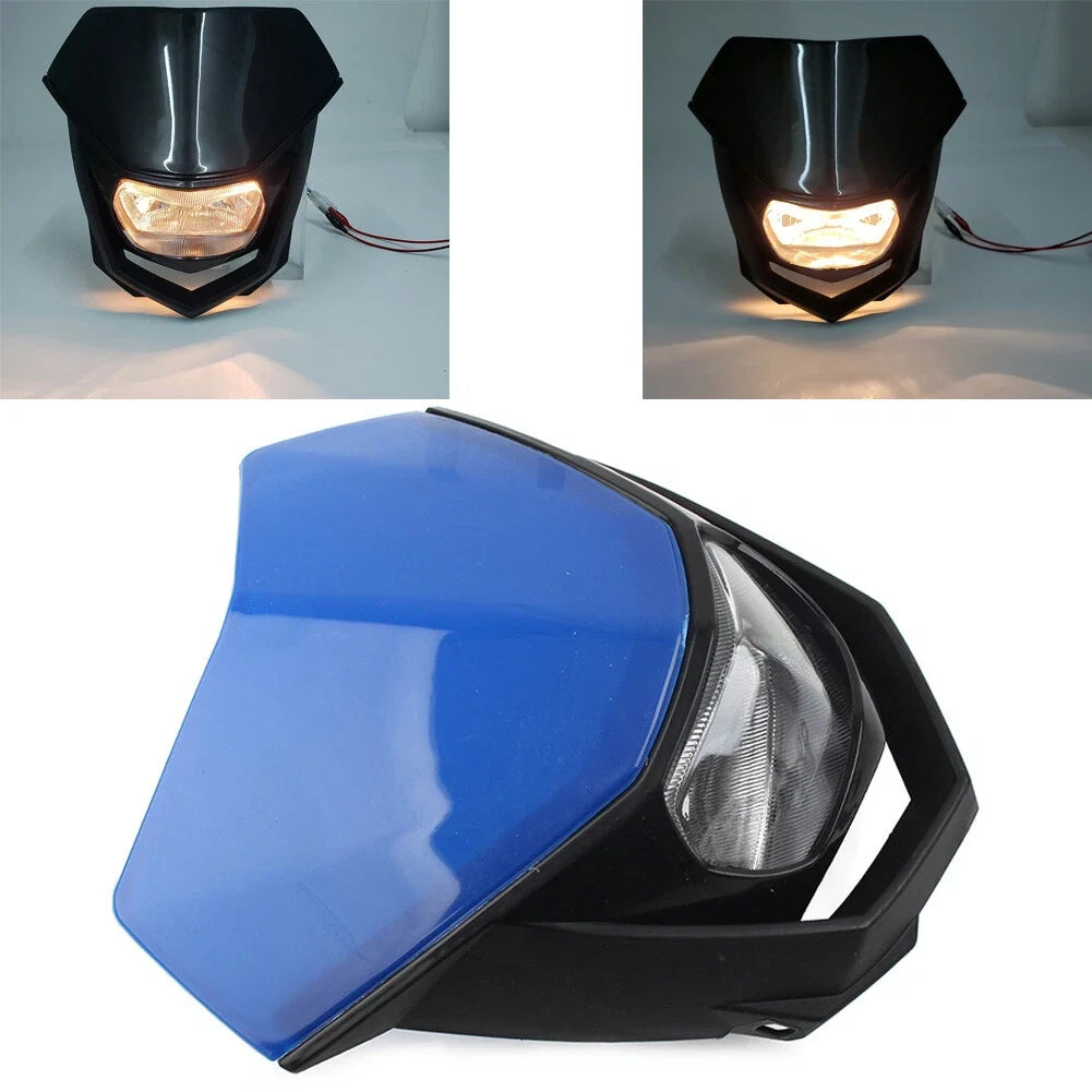1 Pcs Blue Universal Headlight for Supermoto Dirt Bike (Universal Fit)