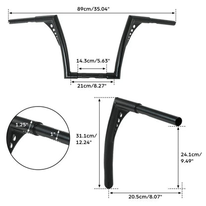 1-1/4" 12" Ape Hanger Handlebar for Harley Heritage Softail Sportster (1986–2023)