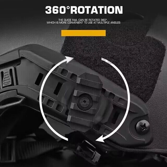 2X Tactical Helmet Side Rail Mount Adapter 360 Degree Rotation