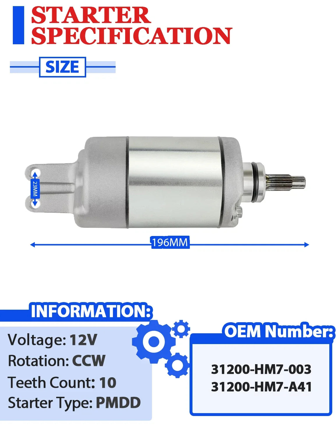 Starter with Relay & Key Switch for Honda TRX500FPE FourTrax Foreman ES (2007–2008)