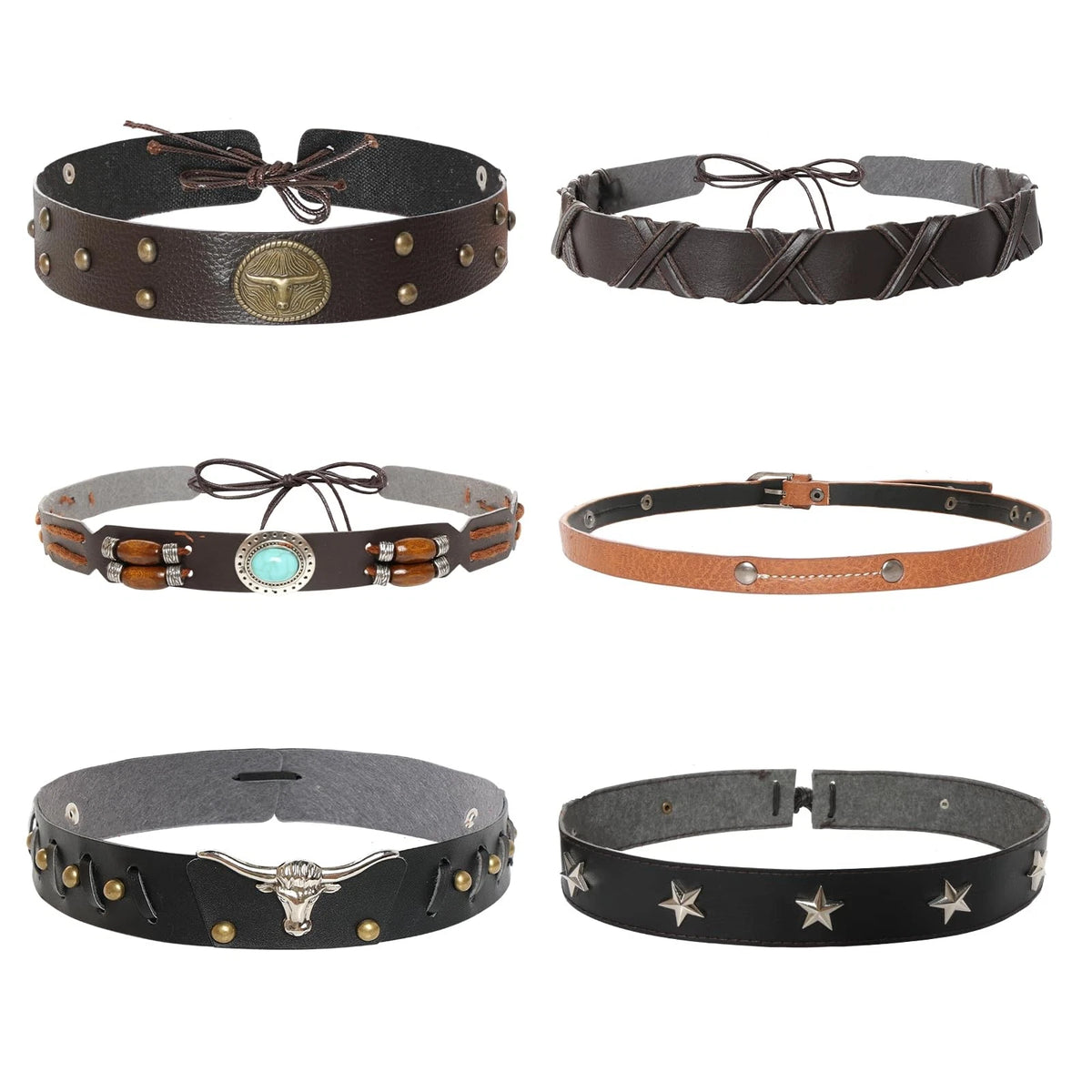 Set of 6 Cowboy Hat Bands for Western Hats