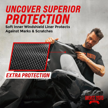 Heavy Duty Waterproof Motorcycle Cover for Touring (All Season, XL)