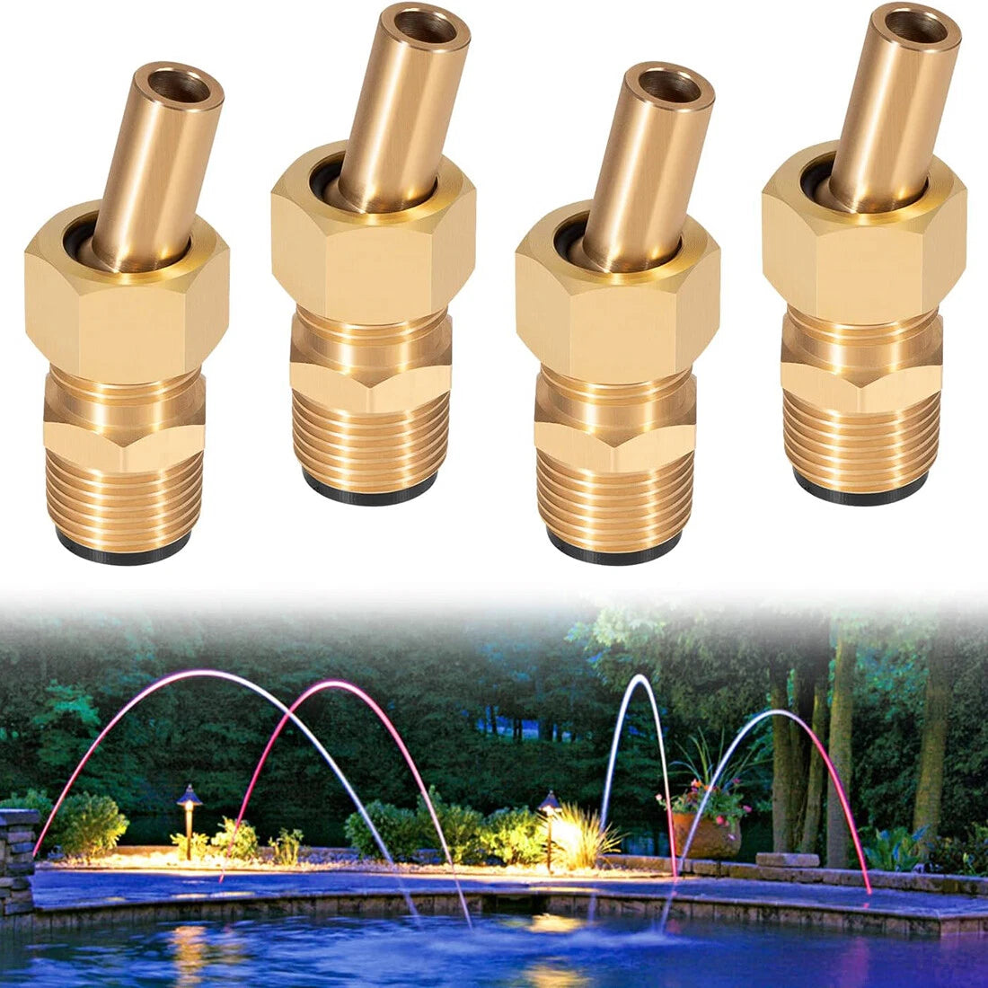4 Pack Brass Deck Jet Nozzle Replacement for Swimming Pool Spa