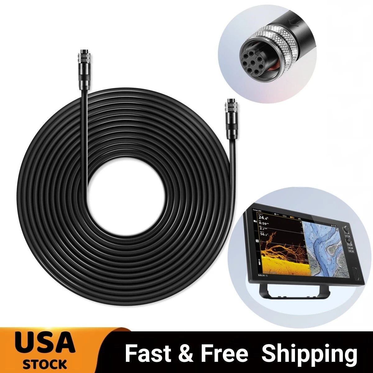 30 Feet Ethernet Cable for Humminbird Helix, APEX, SOLIX, Onix