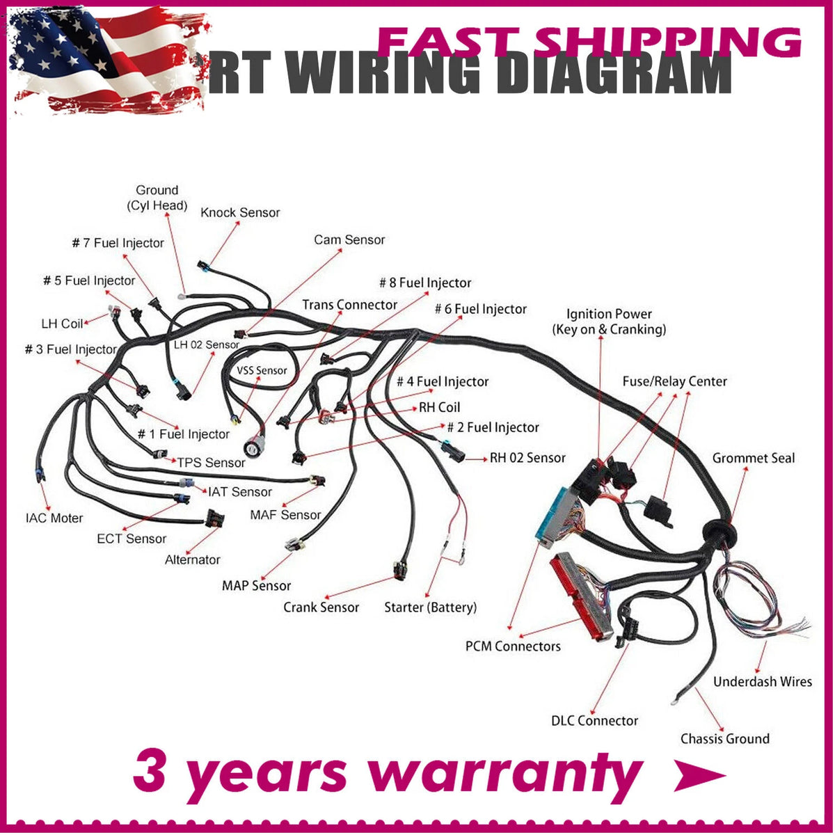 LS1-4L60E Wiring Harness for LS Swaps (1997–2006) Rubber, Metal, Plastic
