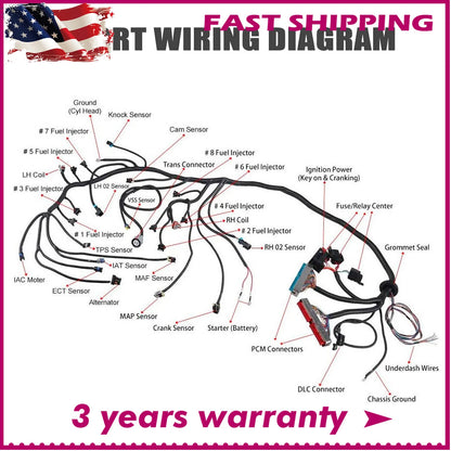 LS1-4L60E Wiring Harness for LS Swaps (1997–2006) Rubber, Metal, Plastic