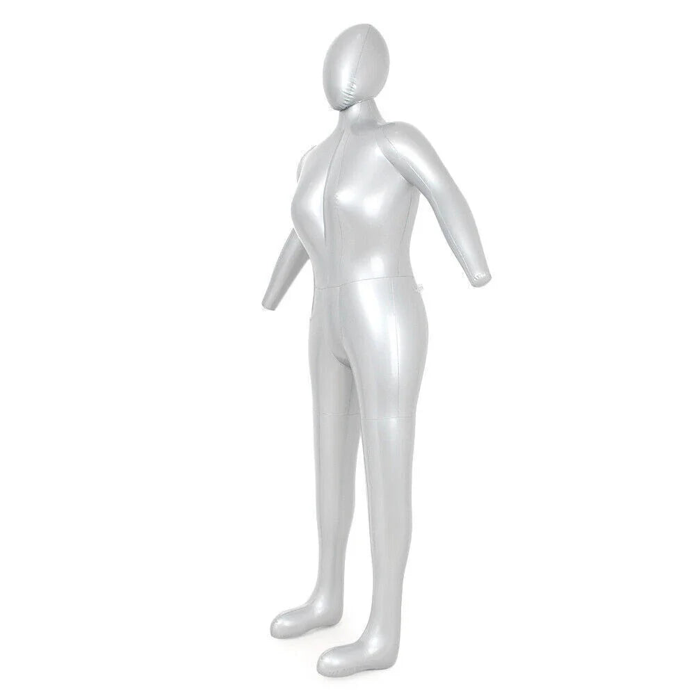 Inflatable Woman Whole Body Mannequin Fashion Dummy Torso Model Silver