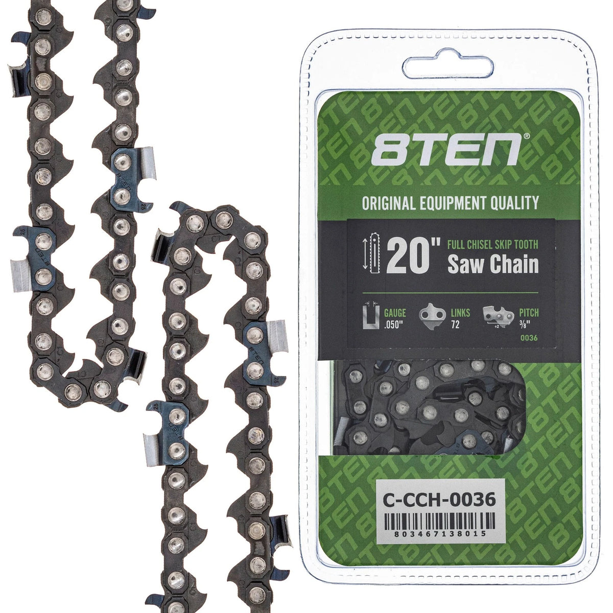 8TEN 20" Chainsaw Guide Bar & Chain for Stihl 066 044 088 (SN20-50, H2502081-4025SS)