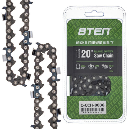 8TEN 20" Chainsaw Guide Bar & Chain for Stihl 066 044 088 (SN20-50, H2502081-4025SS)