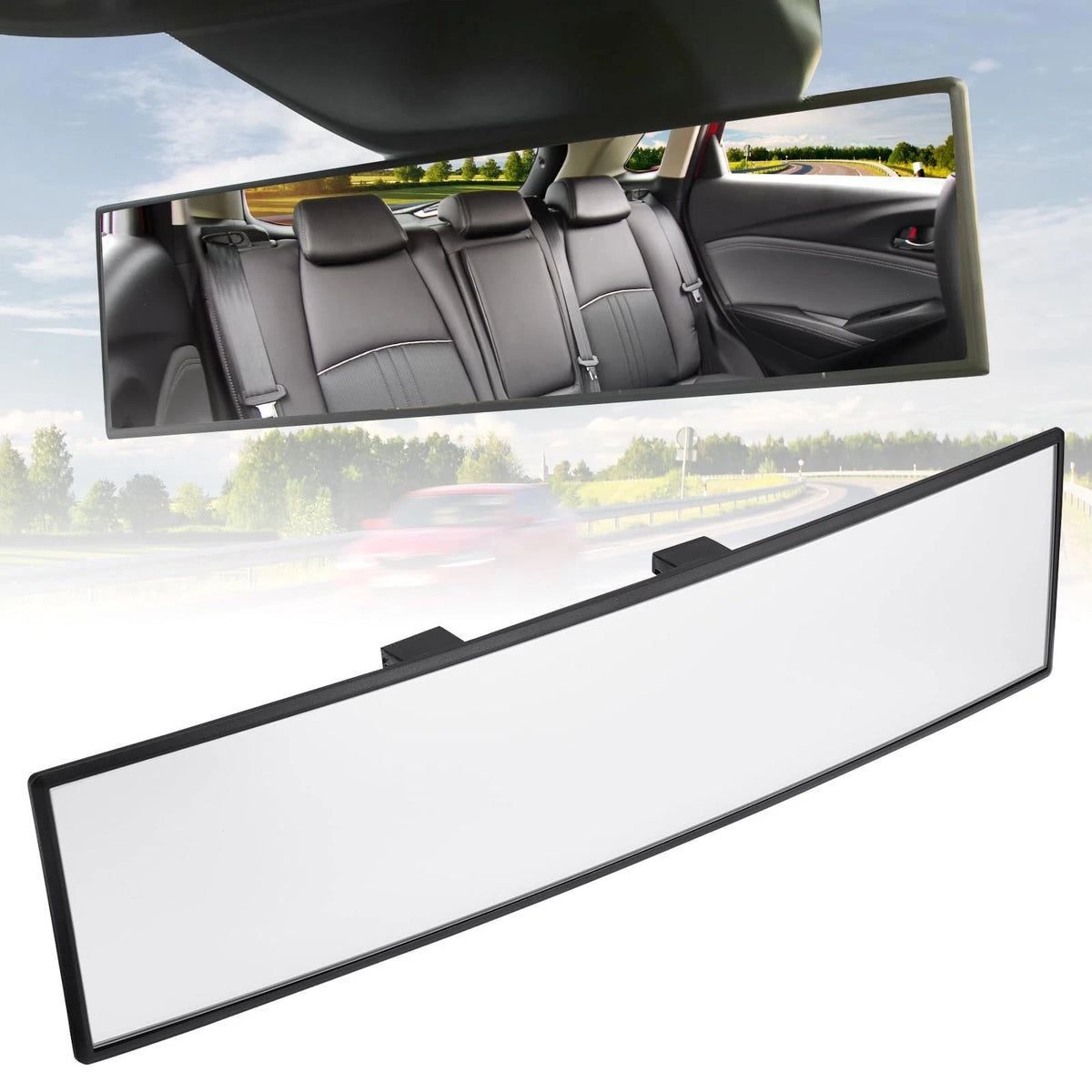 11.81 Inch Panoramic Rear View Mirror for Universal Fit (1 Pack)