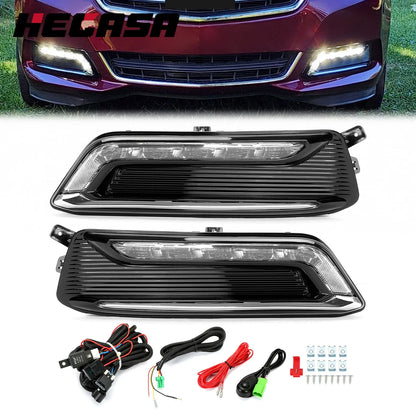 Clear LED DRL Fog Lights Set for Chevy Impala (2014–2020) + Wiring + Switch