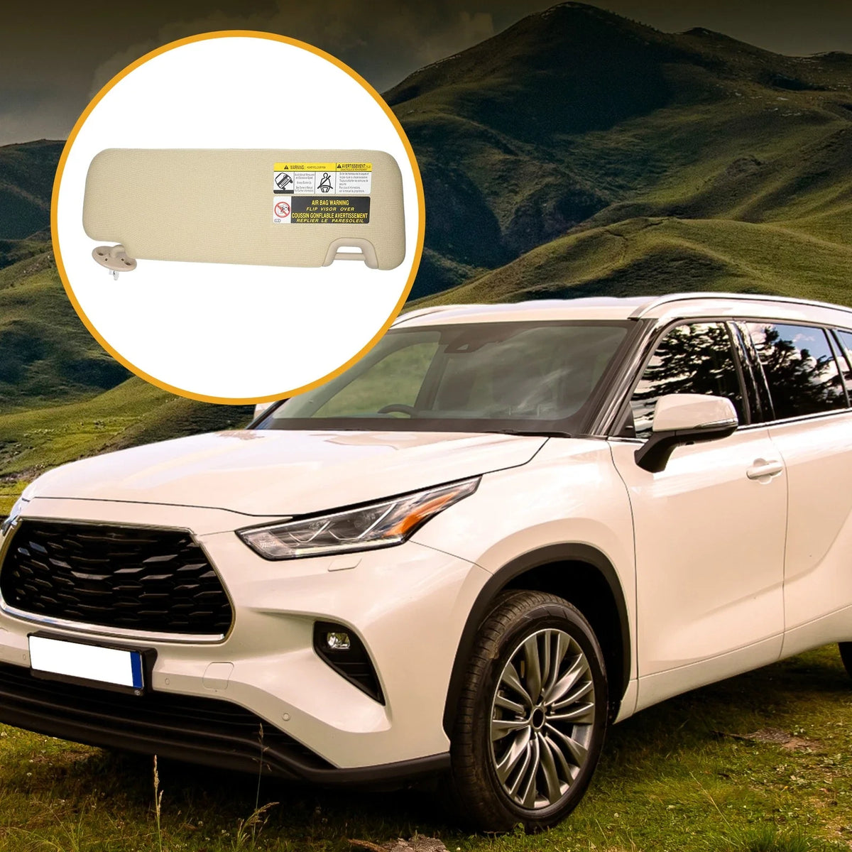 Sun Visor Assembly No.743200E074A0 for Toyota Highlander (2014–2019) Beige