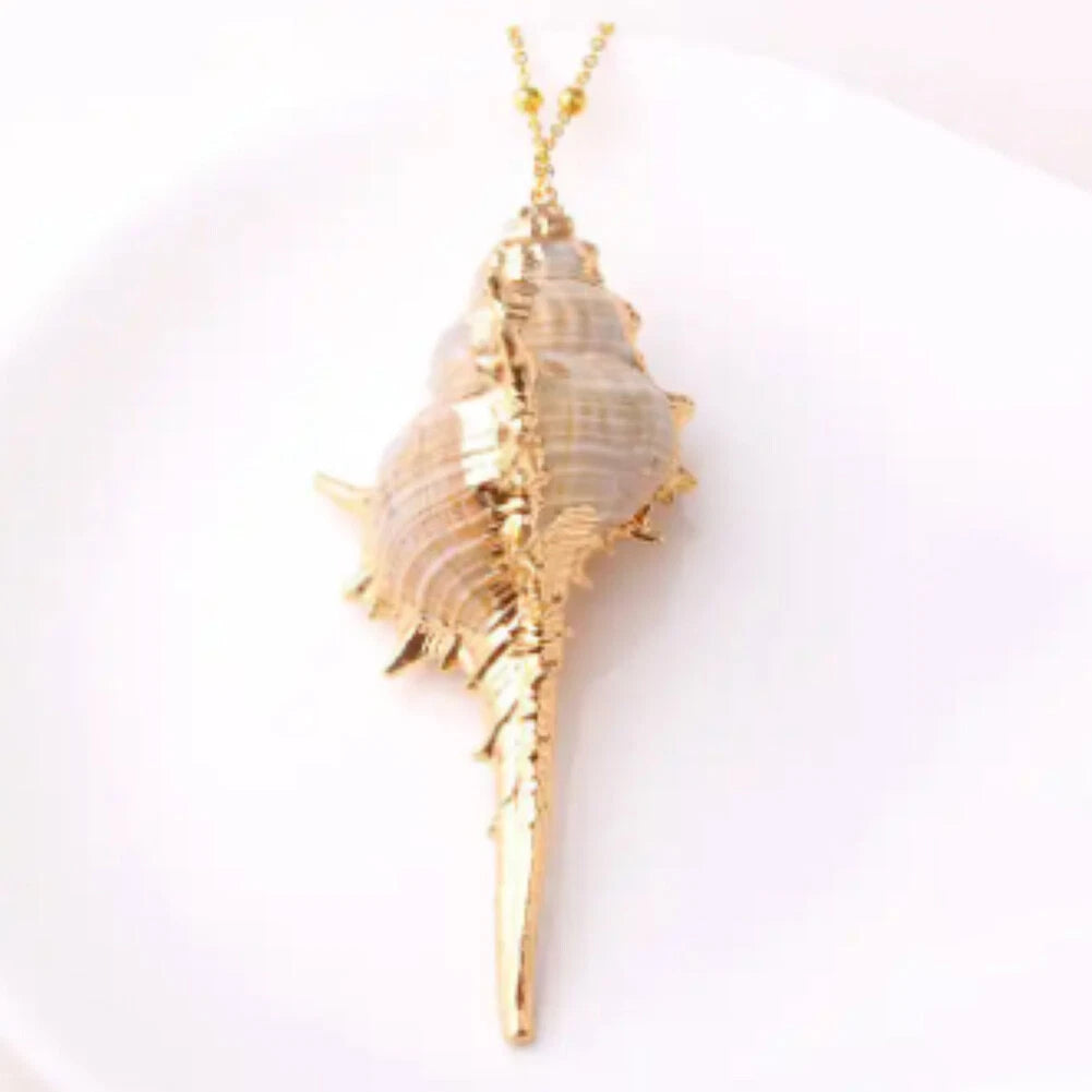 Natural Conch Seashell Necklace for Beach Nautical Jewelry