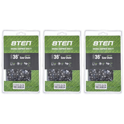 3 Pack Semi Chisel Chainsaw Chain 36 Inch .050 3/8 114DL for Stihl MS 390 440 (–) 33RSC-114, 36830050114
