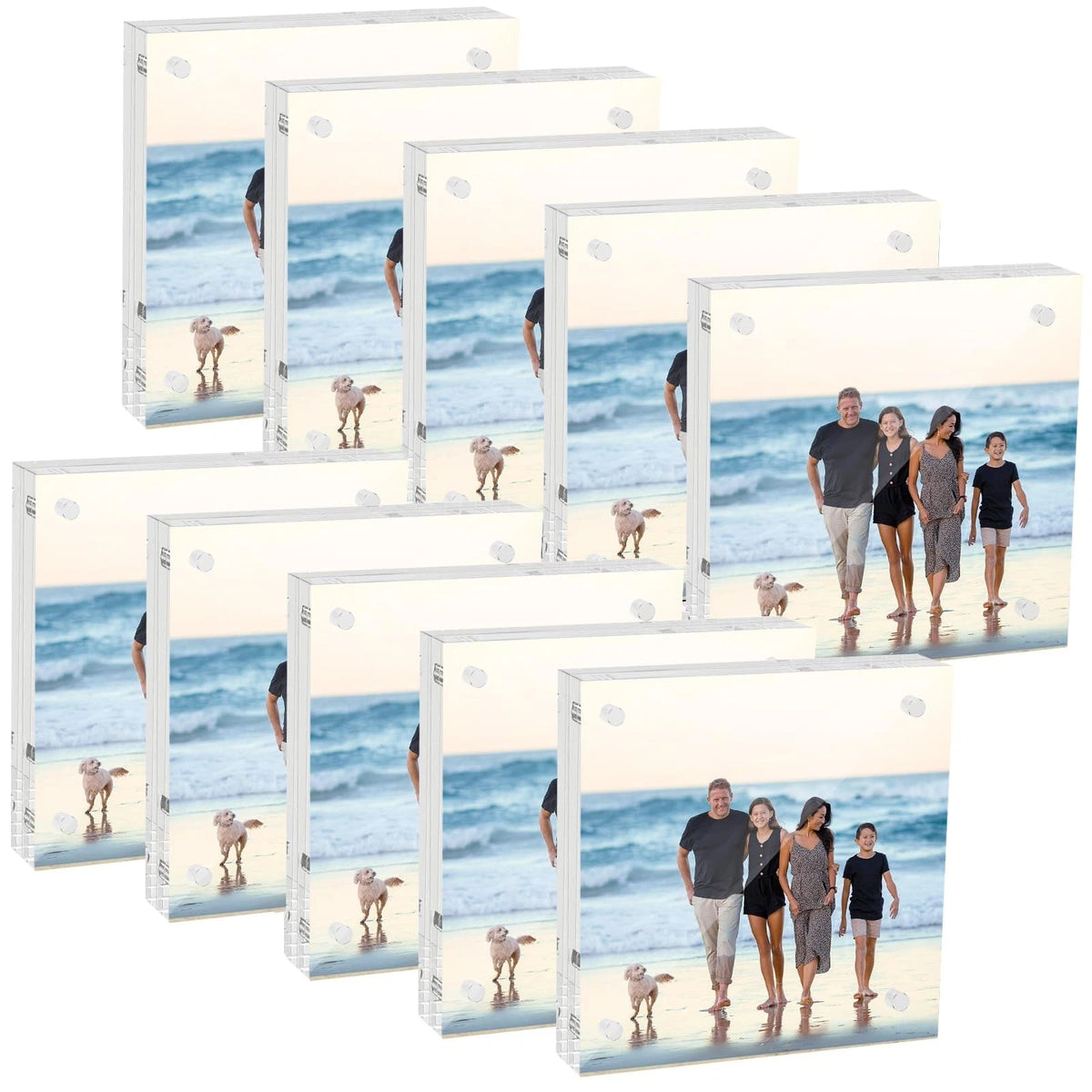 10 Pack Clear Double-Sided Acrylic Picture Frames