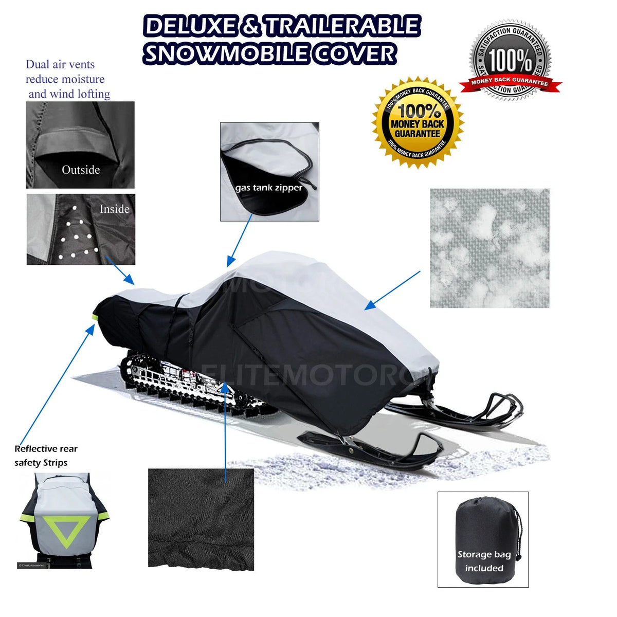 Heavy Duty Trailerable Snowmobile Sled Cover for Yamaha Phaser GT 500