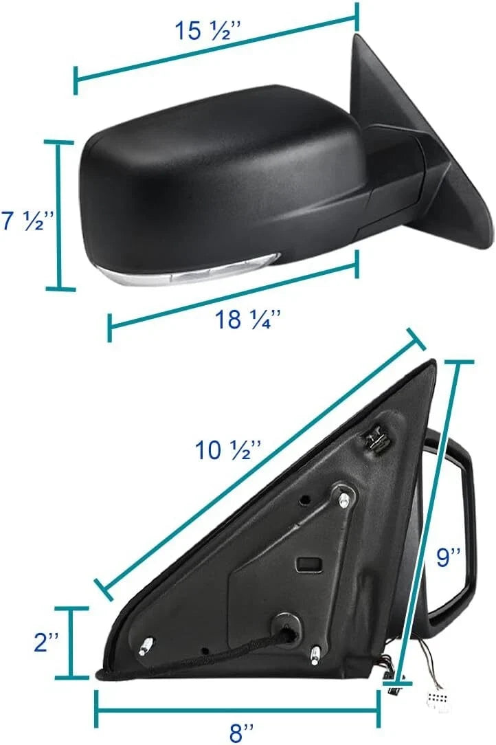 Right Side Mirror Cover for Ram 1500 (2013–2019) - Power Folding, Black, Signal