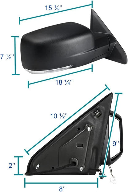 Right Side Mirror Cover for Ram 1500 (2013–2019) - Power Folding, Black, Signal