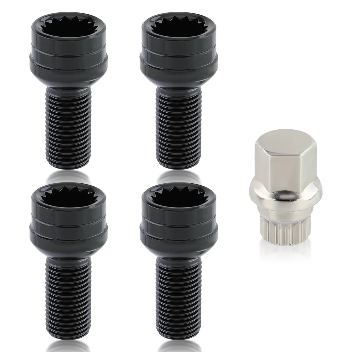 Set of 4 Antitheft Wheel Bolts Lock Lug Nuts M14 x 1.5 for