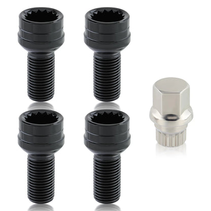 Set of 4 Antitheft Wheel Bolts Lock Lug Nuts M14 x 1.5 for