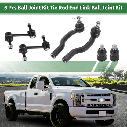 6 Pcs Front Suspension Kit Tie Rod Ends Sway Bar Link for Ford Edge (2007–2014)