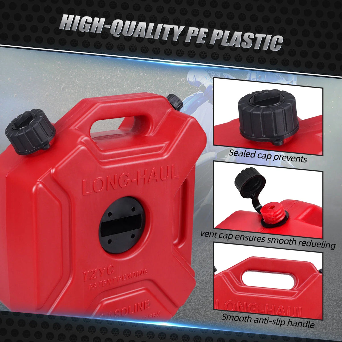 1.3 Gal Portable Gas Fuel Tank for ATV UTV Motorcycle Car (5L)