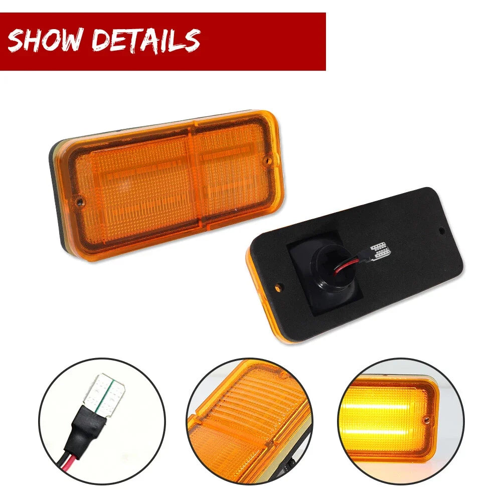 2X Amber LED Front Side Marker Lights for Chevrolet GMC C/K Pickup (1968–1972)